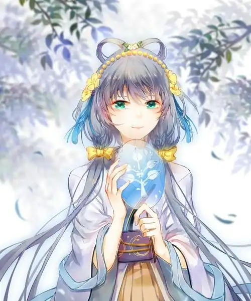 二次元少女头像洛天依银发绿瞳唯美古风