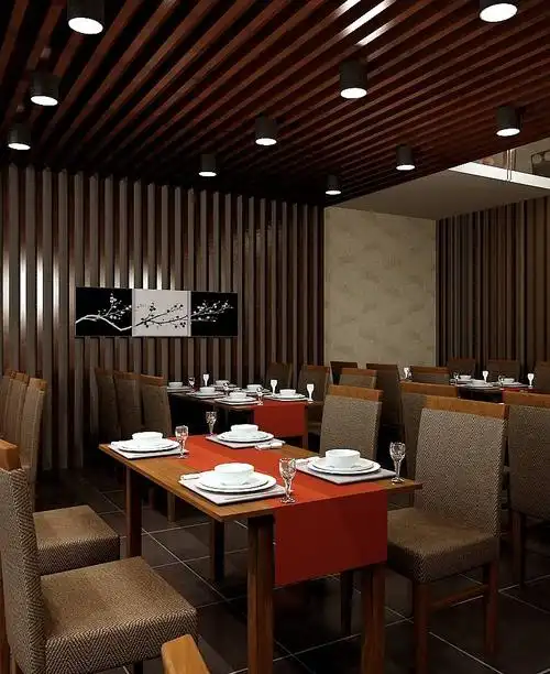 古典优雅格栅吊顶装修布局图