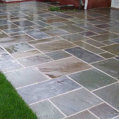 天然文化石青石板地砖室内户外庭院锈色石板墙面砖防滑复古铺路石