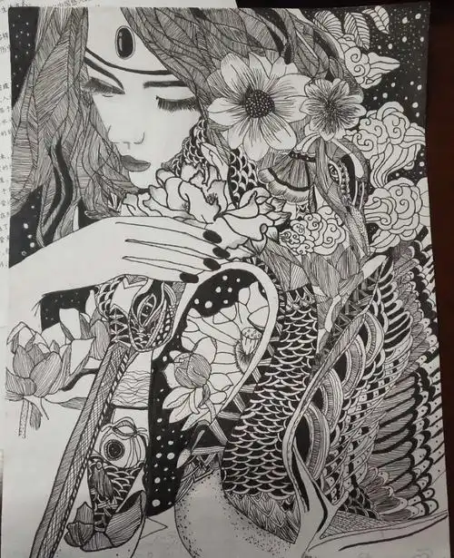 人物黑白装饰画