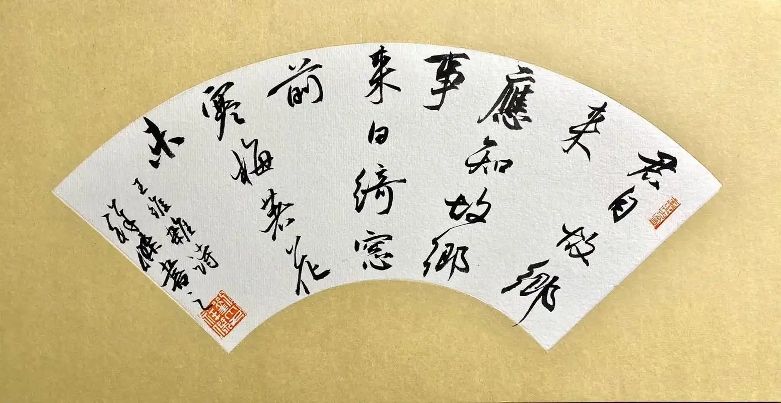 扇面作品##书法作品欣赏 #原创书法作品 - 抖音