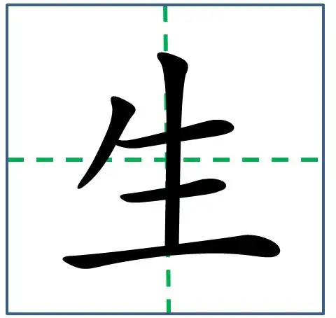 生日的"生"字田字格的写法