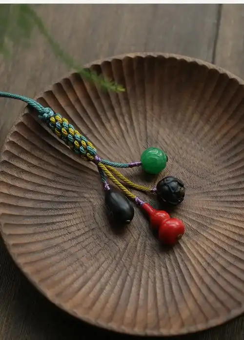 高端多宝玉米结汽车钥匙挂饰件钥匙扣女士生神网红手工编织绳礼物天蓝