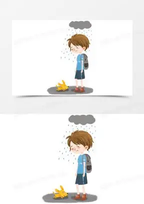 手绘卡通难过失落的男孩免抠元素