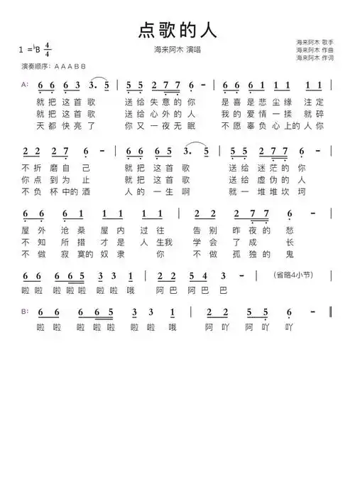 点歌的人简谱视唱第1页