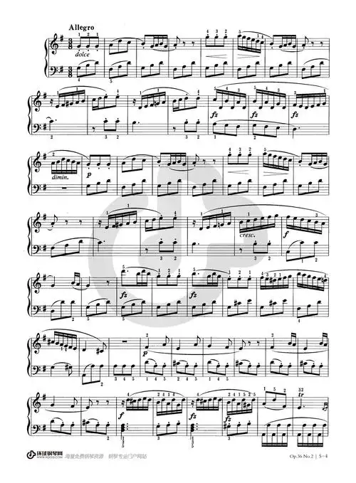 2钢琴谱-克莱门蒂克莱门蒂g大调小奏鸣曲op.36no.2钢琴谱-环球钢琴网
