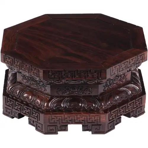 黑檀木莲花底座八角形大尺寸实木佛像雕像观音如来菩萨花梨木木托