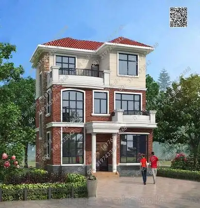 新农村带露台小别墅设计二层半效果图