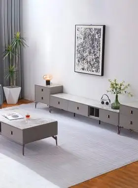 天坛家具岩板电视柜意式轻奢2m厅柜低柜茶几组合