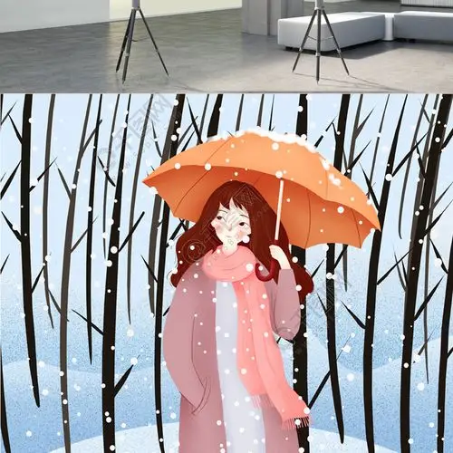 冬季飘雪大寒原创插画海报