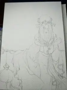 古风女孩简笔画水粉画