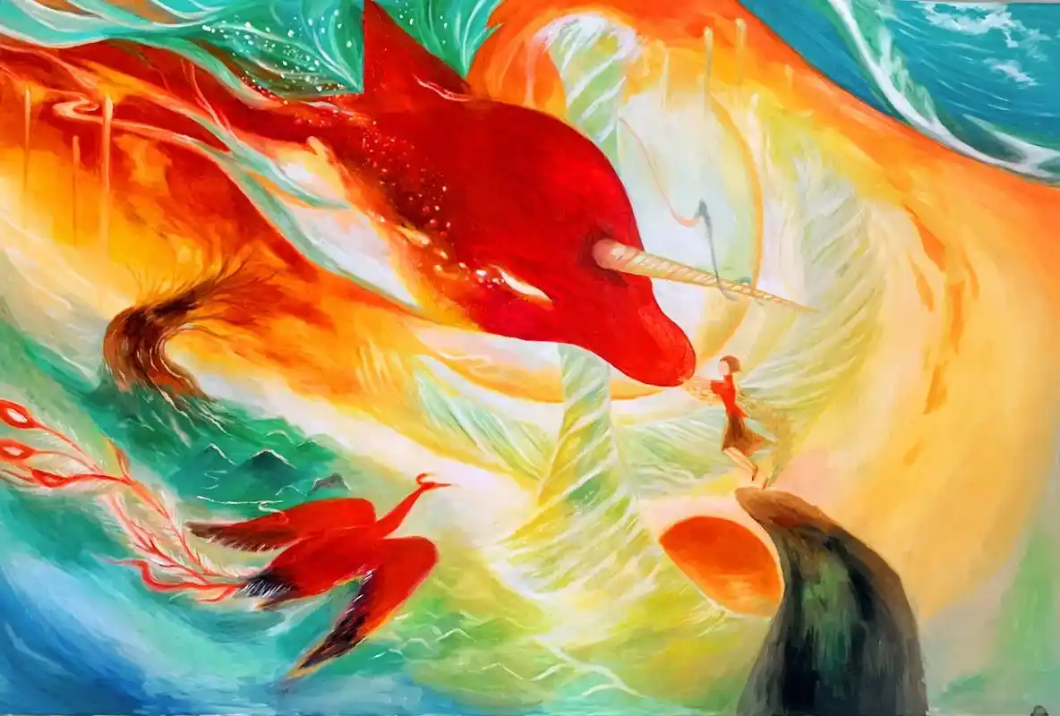 画完啦 好喜欢#大鱼海棠 #油画 #忍不住化身一条 - 抖音