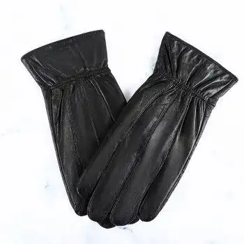 园洁秋冬骑车保暖手套黑色真皮手套男士商务羊皮手套触摸屏真皮手套