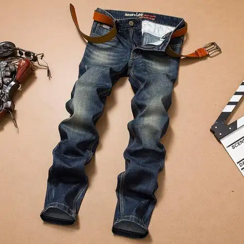 jussaralee牛仔裤正品经典中青年高腰直筒宽松休闲牛仔裤