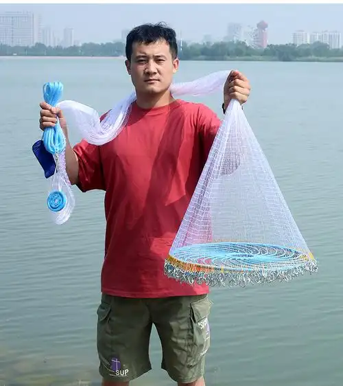 美式手抛网飞盘手抛网撒网单丝线链条手抛网捕鱼网撒网渔网打鱼网