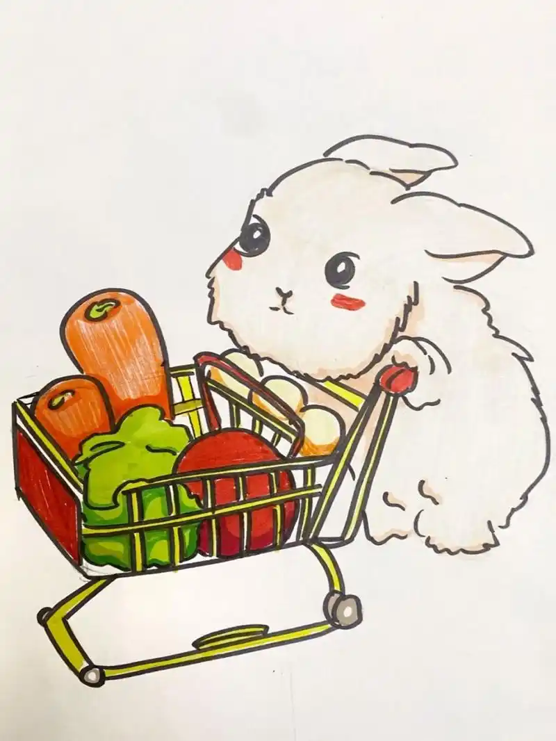 兔子儿童画插画 #马克笔# #儿童画# #卡通画# #儿童插画# #兔子##动物