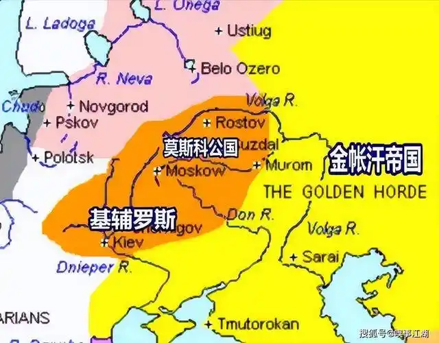 也就是后来的莫斯科公国(俄罗斯前身),西部成立了加利西亚-沃里尼亚