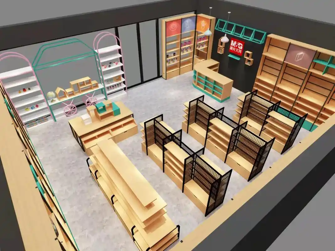 文具店的整体效果图!色彩搭配,设计简单,实用#网红店 - 抖音