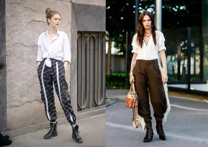 日常简单的穿搭,还是白色t恤和军绿或者卡其工装裤搭配,像上图一中