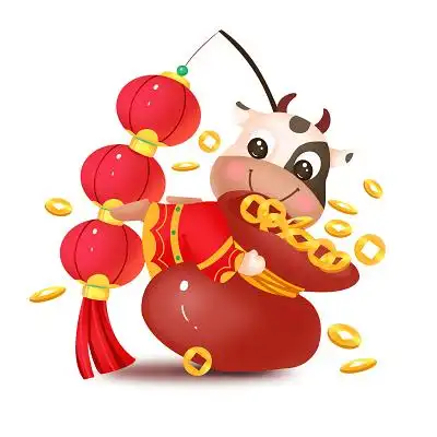 卡通可爱2021牛年新年小报手抄报word模板橙色卡通可爱2021春节英语