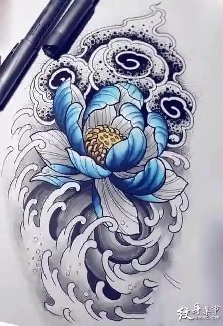 莲花纹身,莲花纹身手稿,莲花纹身手稿图案