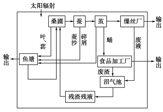 下图为桑基鱼塘生态系.答案并解释,详细的,专业的.谢