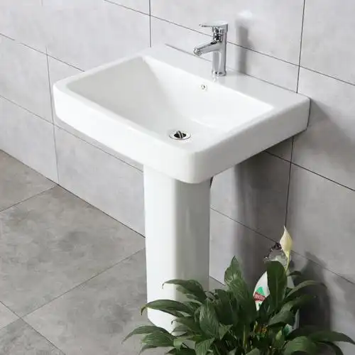 闪电客卫生间陶瓷立柱洗手盆家用洗脸池60台上盆洗漱面盆浴室柜盆