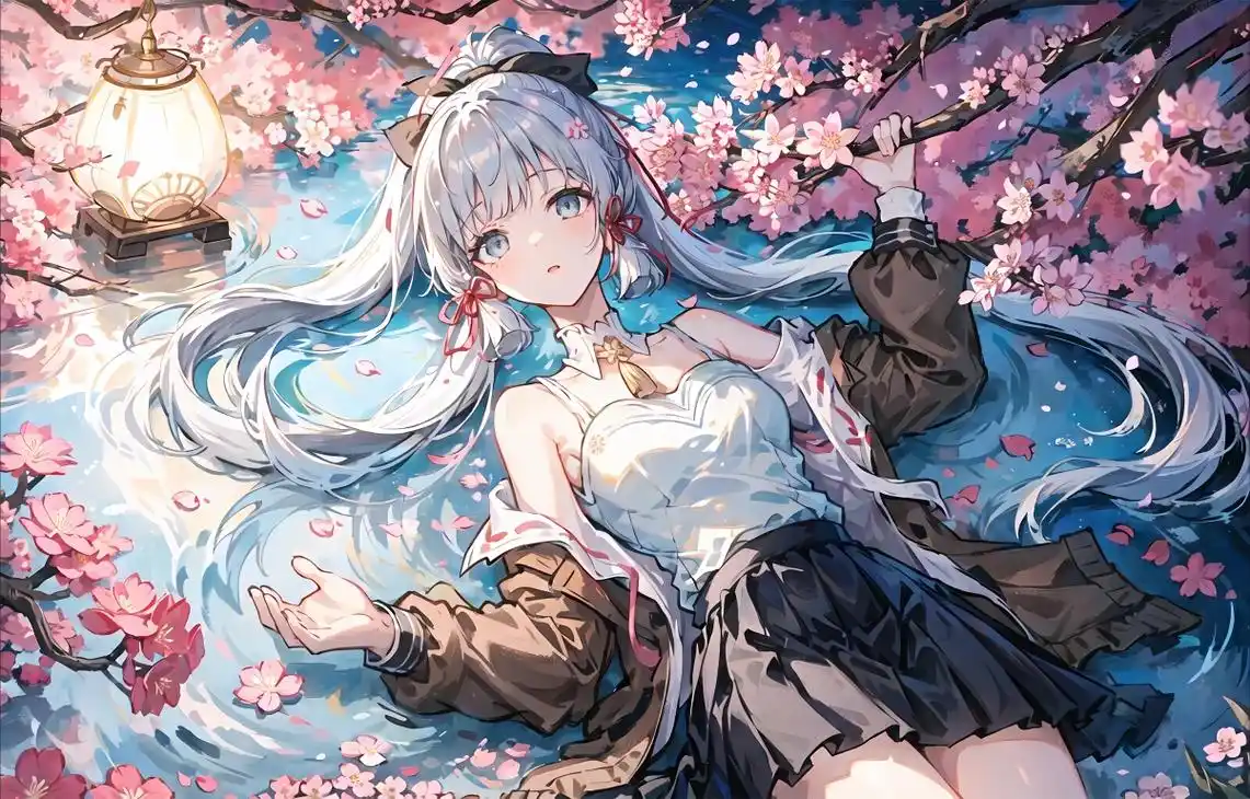 水花 原神 风景 神里绫华 可爱 ai绘画 4k壁纸_4k动漫图片高清壁纸