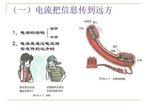 (一)电流把信息传到远方 1,电话的结构 话筒 听筒 2,电话是通过电流将