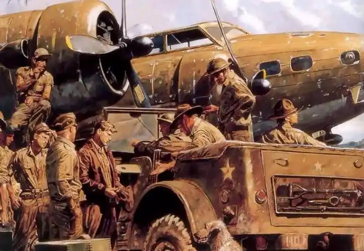 二战时的罕见油画,惨烈的战争前线,最后一张最解恨