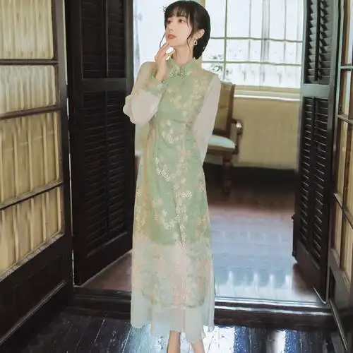 改良旗袍年轻高端气质复古民国国风女装日常旗袍