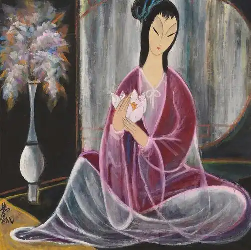 林风眠 《紫衣仕女》