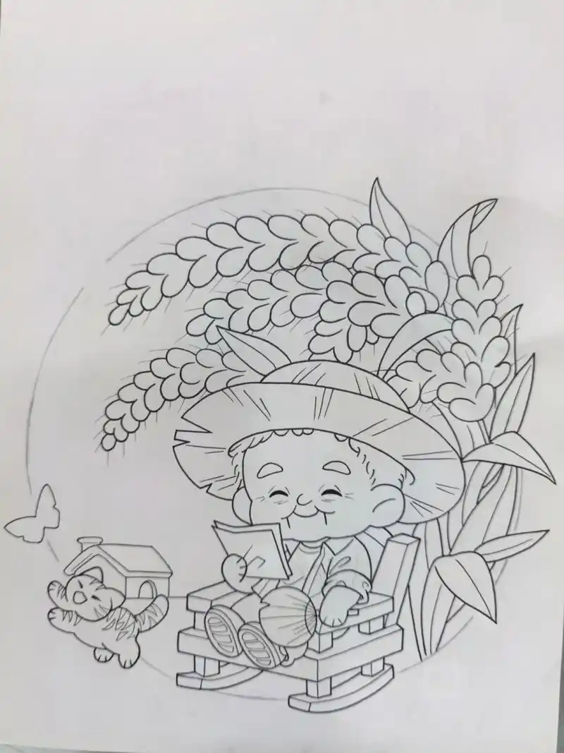 马克笔绘画# 禾下乘凉梦 —致敬袁隆平爷爷 临摹 作品,留着给娃当