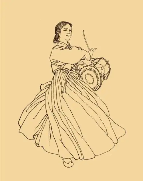 傣族舞蹈风景简笔画