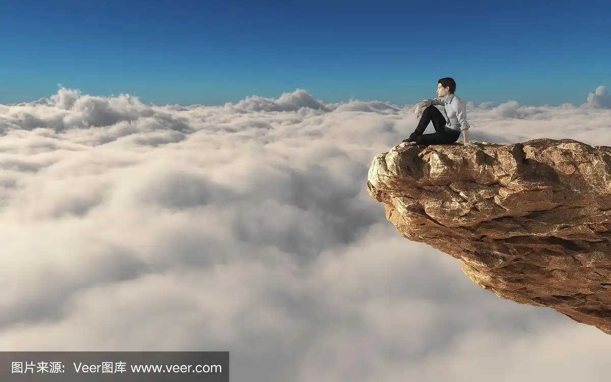 一个人站在石崖上