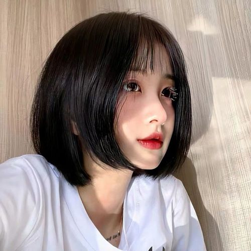 子岑空气刘海bobo头假头套女短款内扣梨花头学生修脸网红全头套