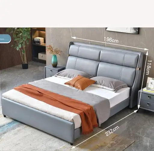 卧室双人床新款t08#轻奢风软床 植物真皮 手感细腻柔软 时尚舒适