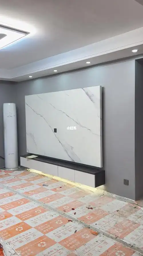 电视墙 也是壁布石纹的效果#无缝壁布