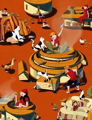 《文化遗产》- 客家围屋_imp-___插画师作品_涂鸦王国gracg.com