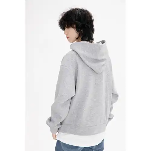 normcoremoment22aw重磅纯棉加绒连帽衣兜帽花灰色宽松休闲卫衣