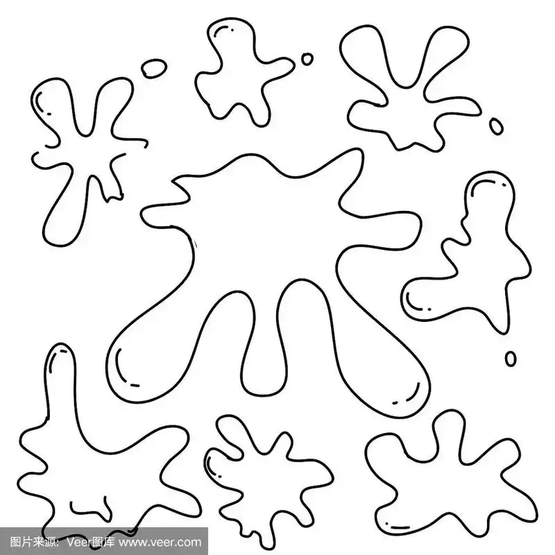 手绘涂鸦水飞溅滴液体插图矢量