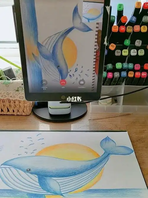 彩铅鲸鱼厦门9岁学员作品