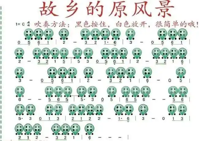 六孔陶笛c调曲谱故乡的原风景_故乡的原风景陶笛曲谱
