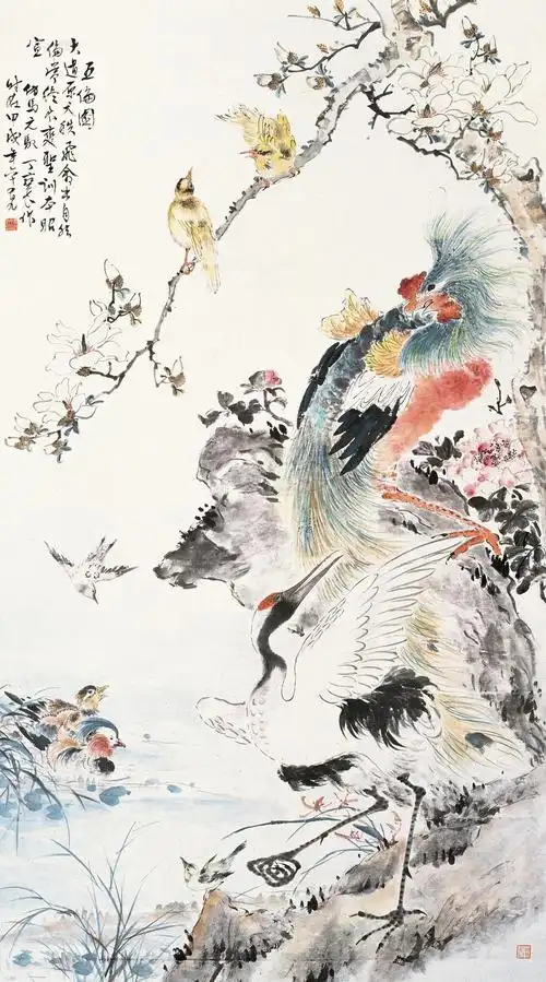 03531934年作五伦图立轴设色纸本