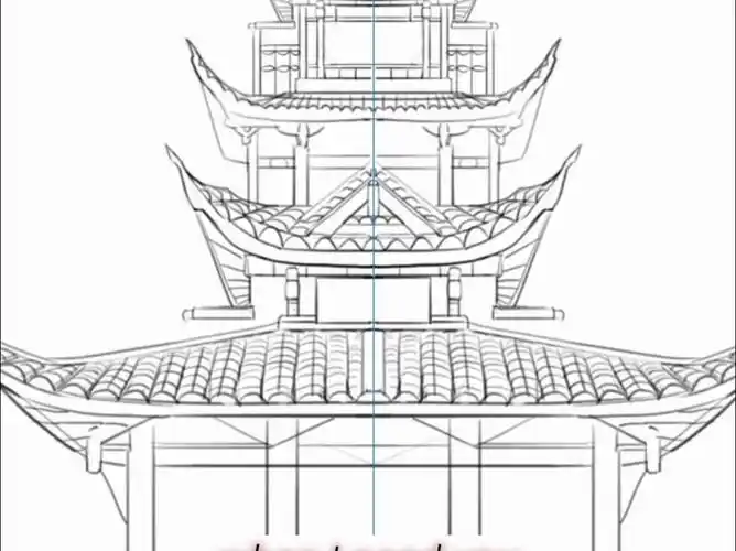 国风建筑线稿40x倍速练习