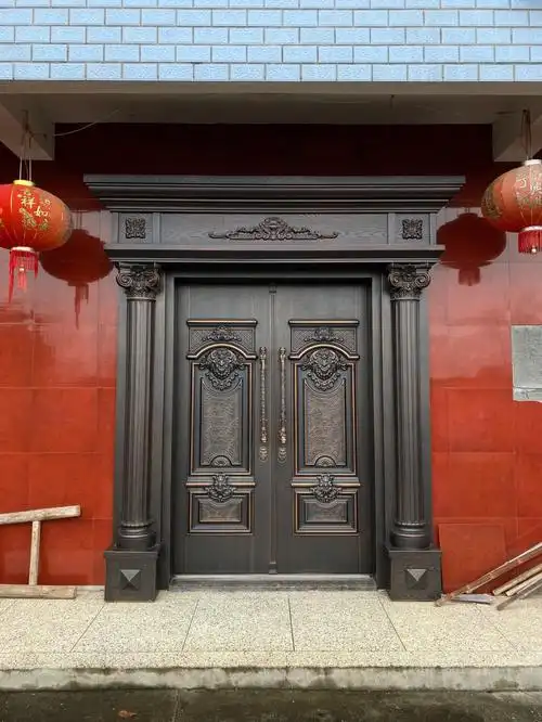 别墅大门农村自建房入户大门对开门铸铝