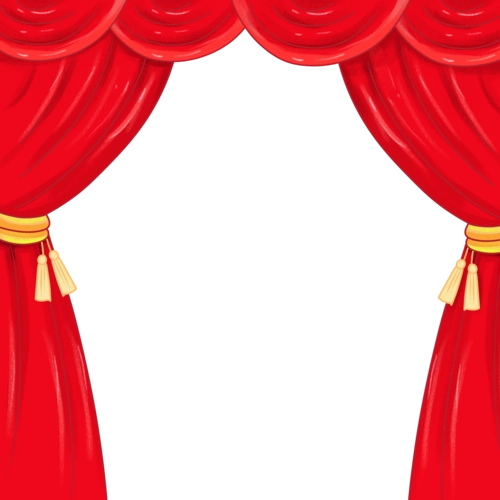 手绘卡通红色舞台幕布图片