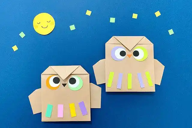 折纸拼贴画猫头鹰,锻炼幼儿综合手工能力(步骤图解)11