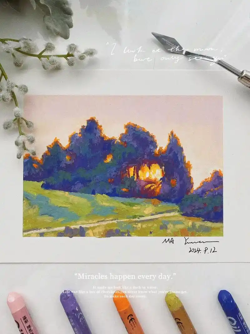 油画棒|风景临摹95附色号和步骤.