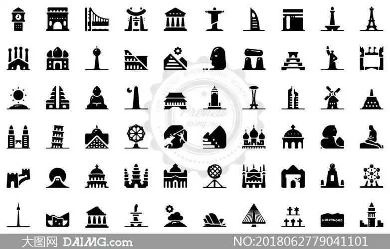 世界地标建筑图标创意设计矢量素材
